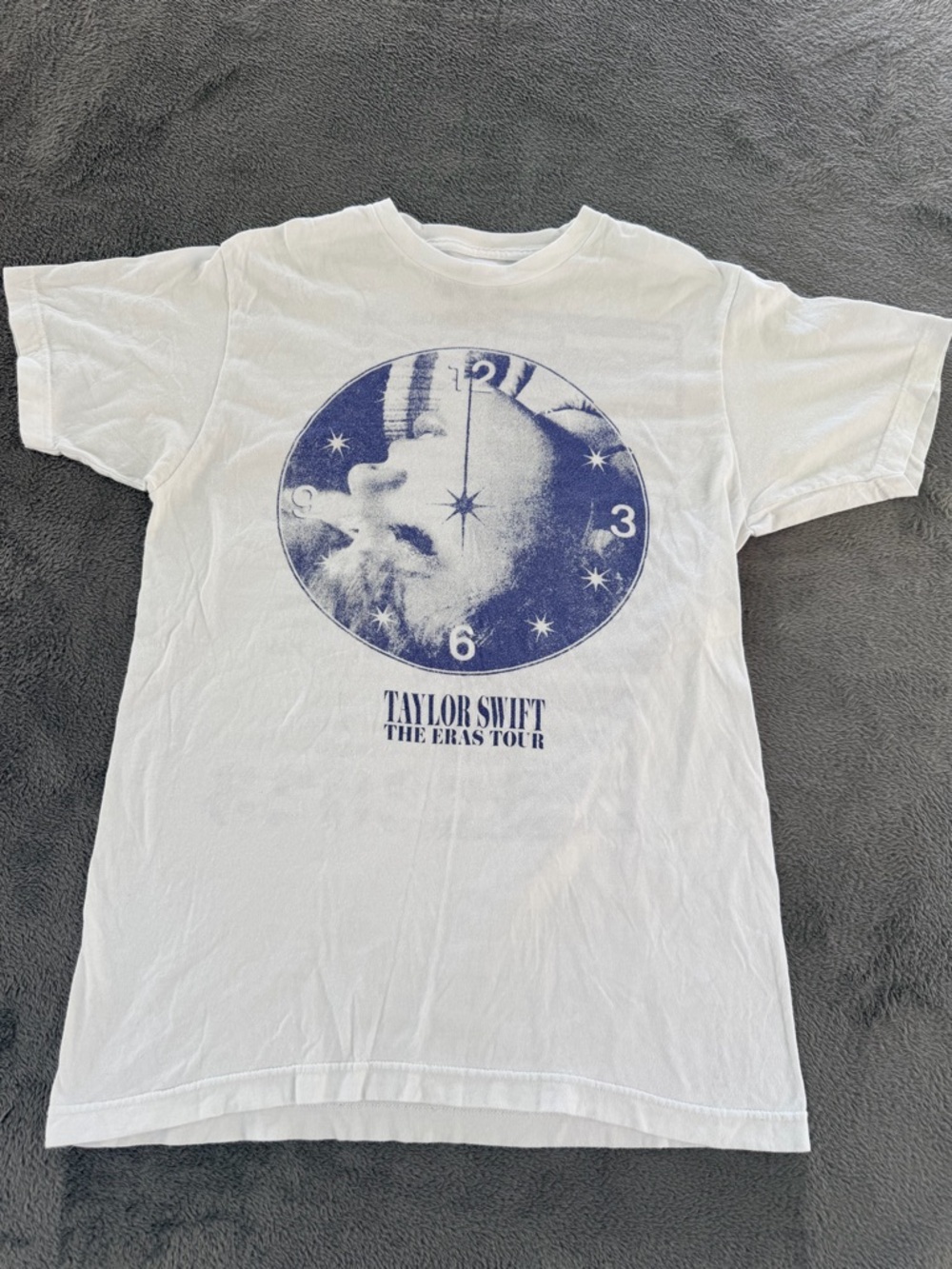 Taylor Swift White Tee with Blue Circular Graphic - Short Sleeve